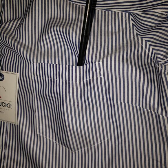 UNTUCKit Marsanne Womens Plus 16 Navy Stripe Cotton Shirt Classic Office Casual - Picture 6 of 6